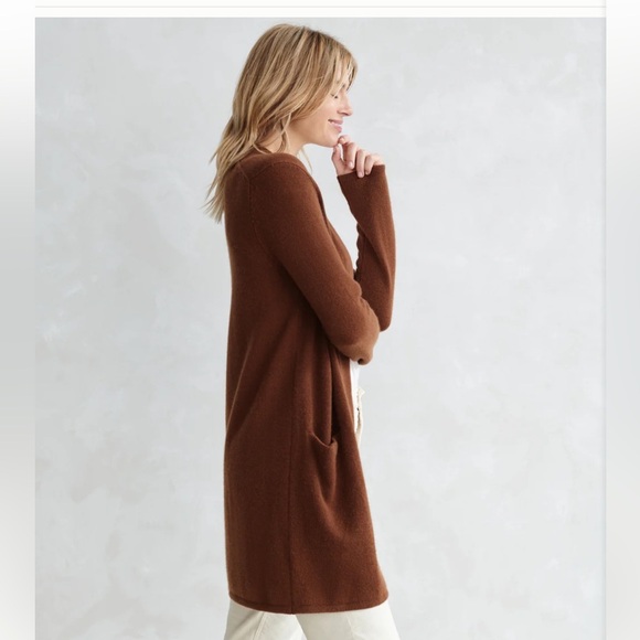 Jenni Kayne 100% CASHMERE Sweater Coat Cardigan cinnamon Open Front XS  $495 - Picture 3 of 9
